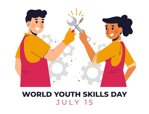 Free vector organic flat world youth skills day illustration