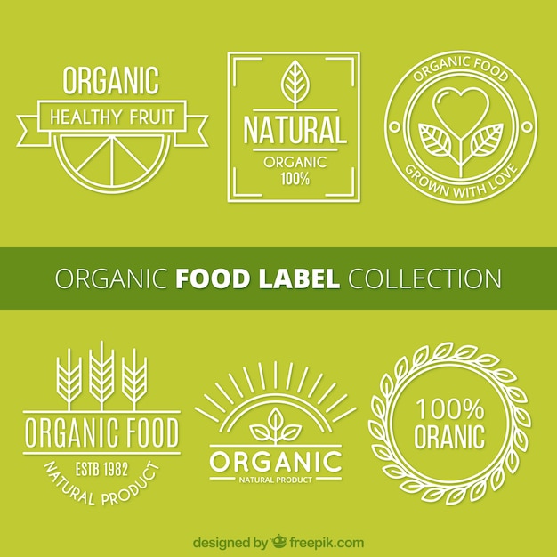 Бесплатное векторное изображение Коллекция этикеток для органических продуктов