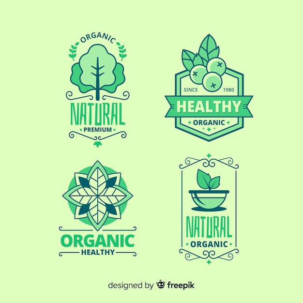 Free vector organic food  label pack