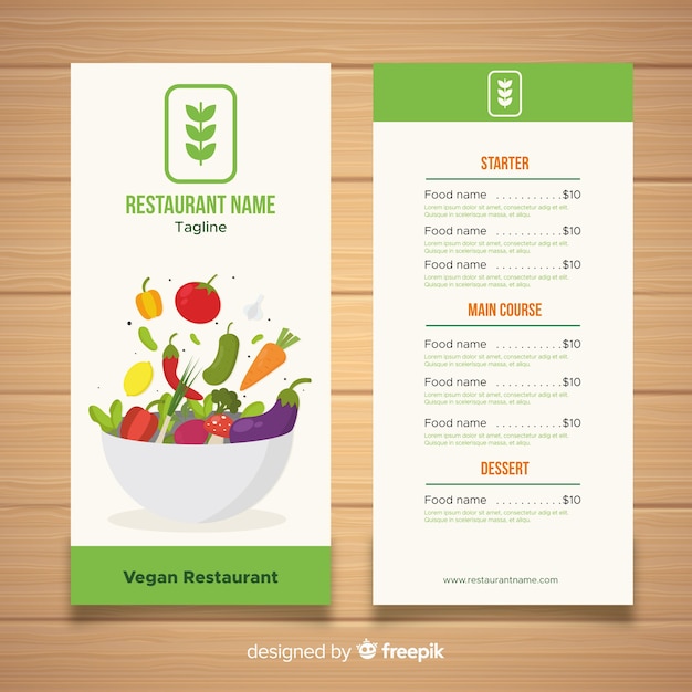 Organic food menu template