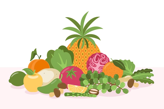 유기농 과일 및 야채 배경