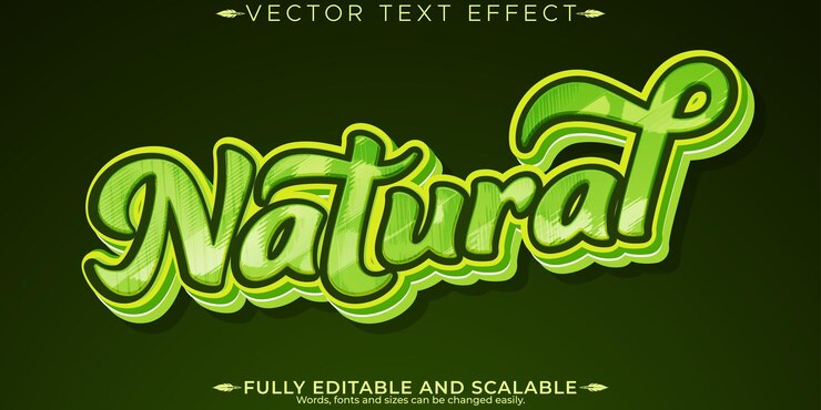 Free Vector organic green text effect editable natural and fruit text style
