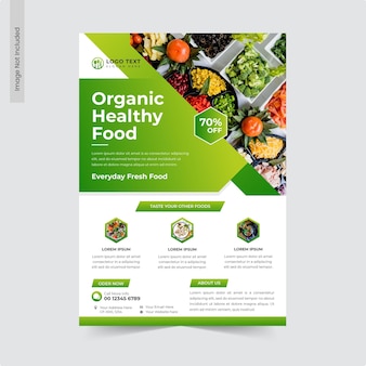 Organic healthy food flyer or restaurant flyer template design