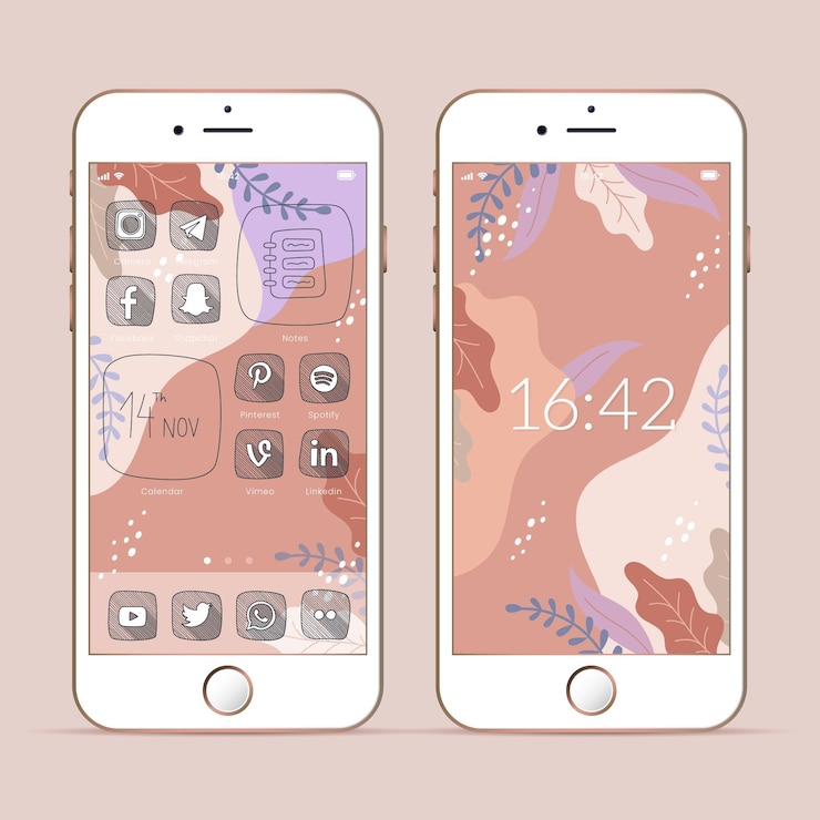Free Vector organic home screen interface