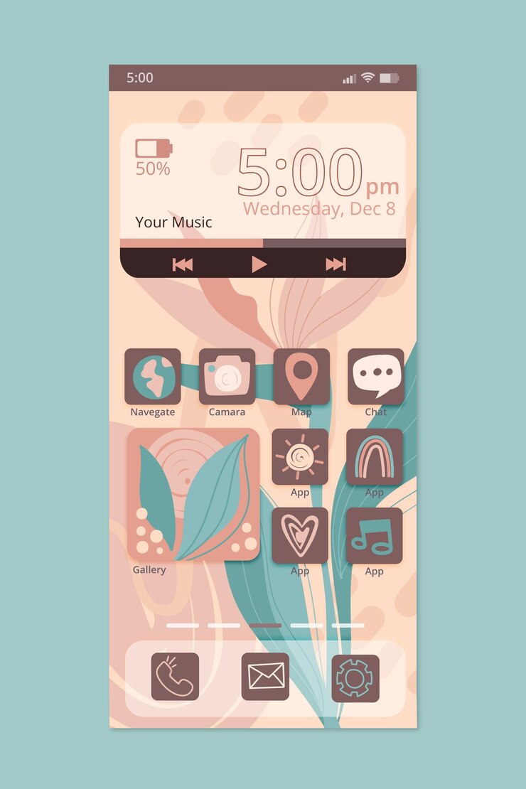 Free Vector organic home screen interface