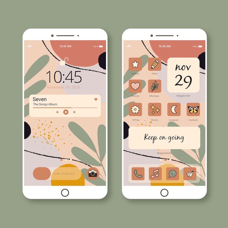 Free Vector organic home screen template