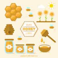 Free vector organic honey elements in flat design