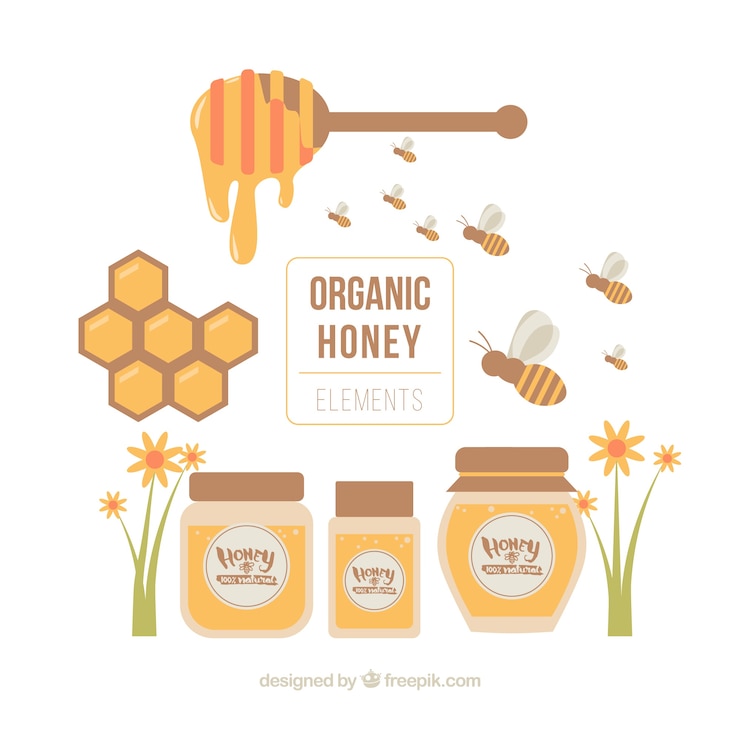 Free Vector organic honey objects set