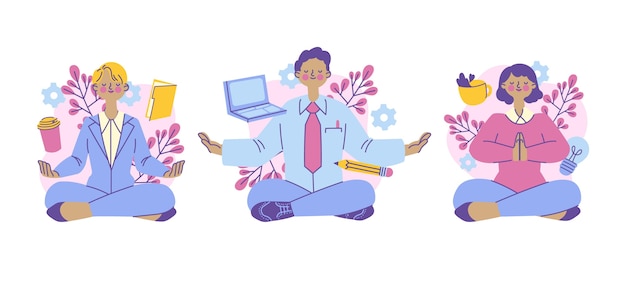 Free vector organic  illustration business people meditating