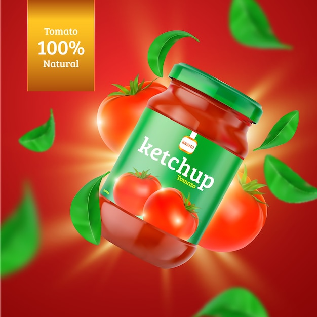 Annuncio di prodotti alimentari ketchup biologici