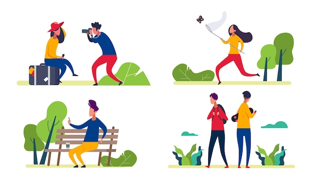 Free vector organic people doing outdoor activities