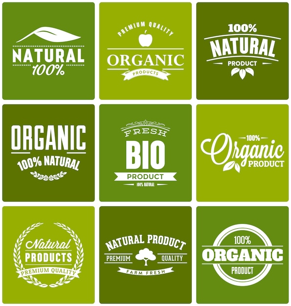 Органические продукты шаблоны логотипов