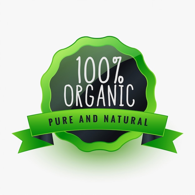 Органическая чистая и натуральная зеленая этикетка или наклейка