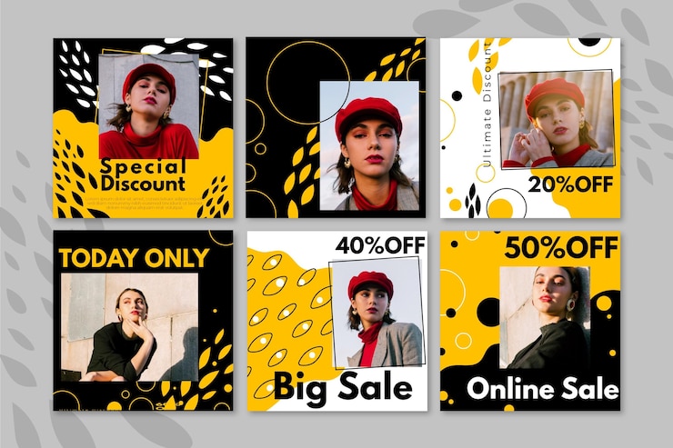Free Vector organic sale ig post collection