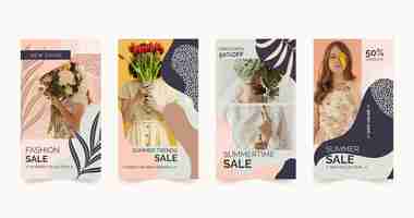 Free vector organic sale instagram stories set