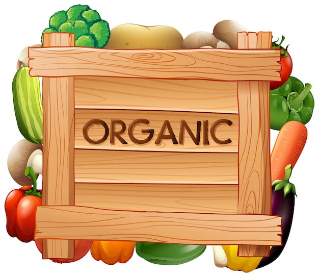 Free vector organic sign and many types of vegetables