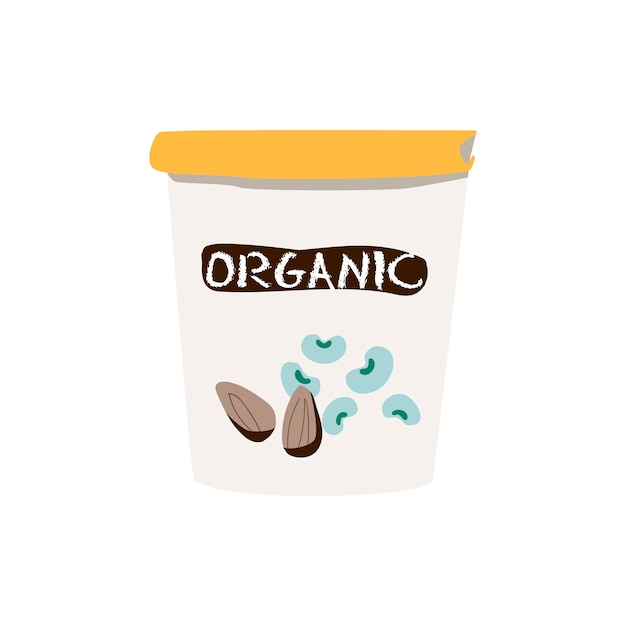 Organic soybean and almond yogurt vector