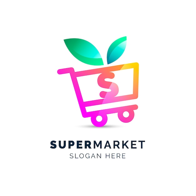 Free vector organic supermarket business company logo