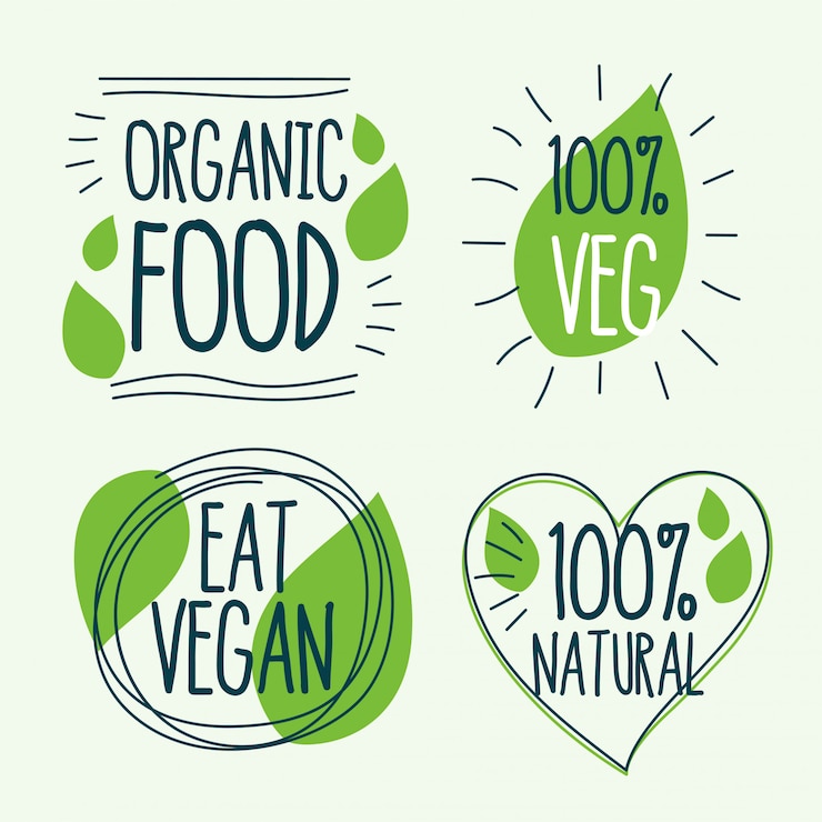 Free Vector organic and vegan food logo