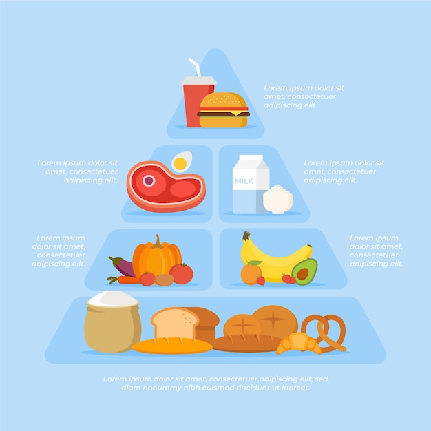 Free vector organised food pyramid illustration