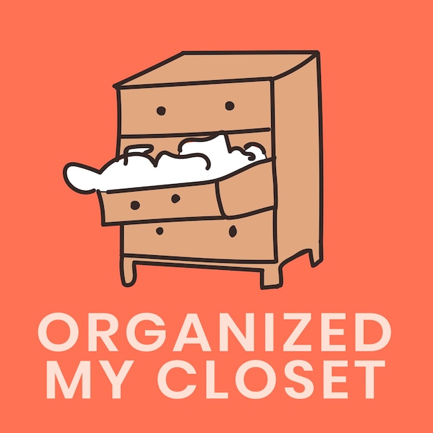 Free vector organized my closet, self quarantine activity design element