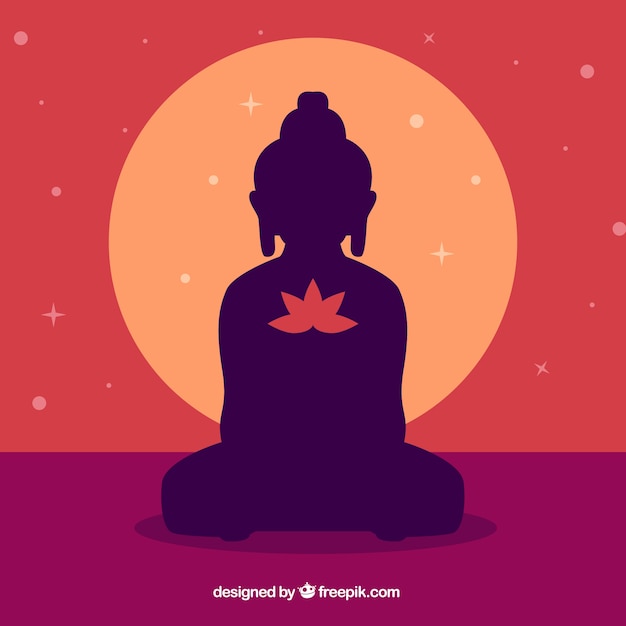 Free vector oriental budha with flat design
