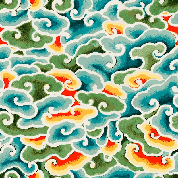 Free vector oriental chinese art cloud pattern seamless background