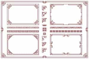 Free vector oriental frames set