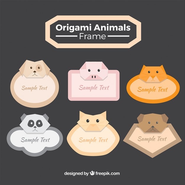 Free vector origami animals frames