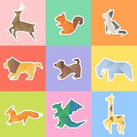 Free vector origami animals sticker set