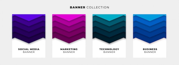 Origami banner collection with vibrant backgrounds