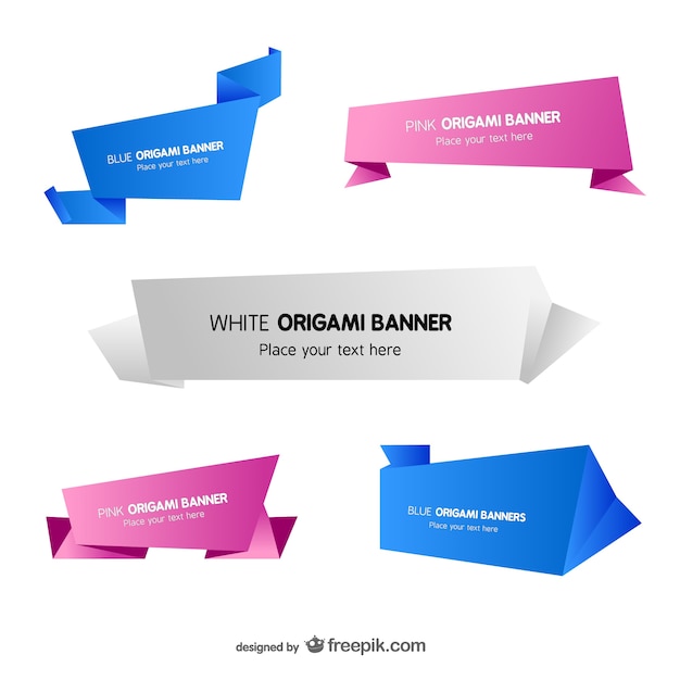 Vettore gratuito modelli di origami banner set