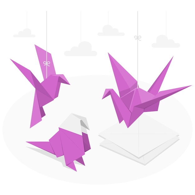 Иллюстрация концепции птицы оригами