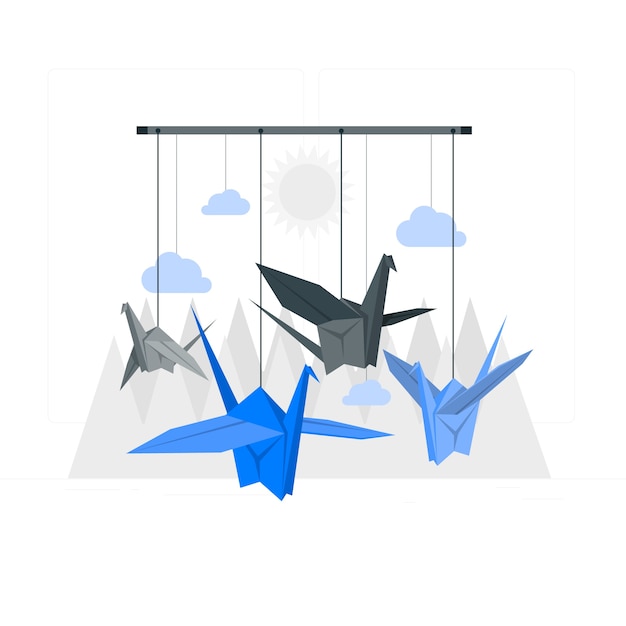 Иллюстрация концепции птицы оригами