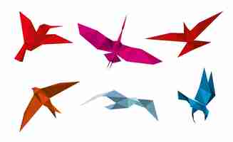 Vettore gratuito insieme dell'uccello di origami