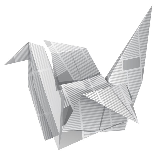 Оригами птица на белом фоне