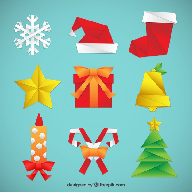 Origami Christmas Elements Set