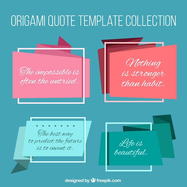 Origami designs with inspirational quotes