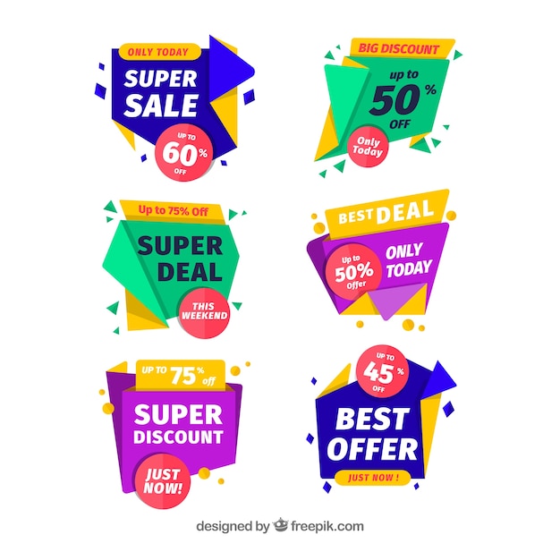 Free vector origami discount sticker collection