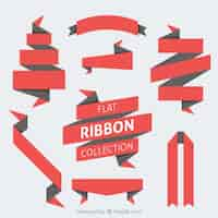 Free vector origami flat red ribbons pack