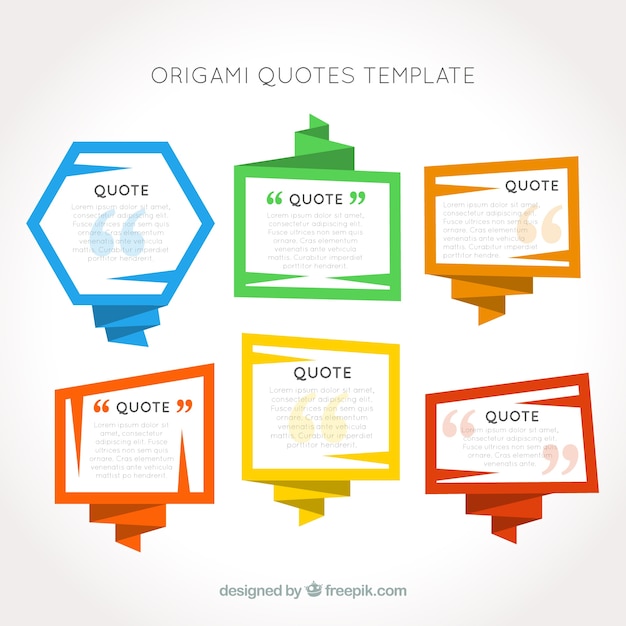 Free vector origami frames quotes template