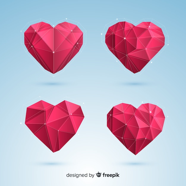 Бесплатное векторное изображение Оригами сердце пакет
