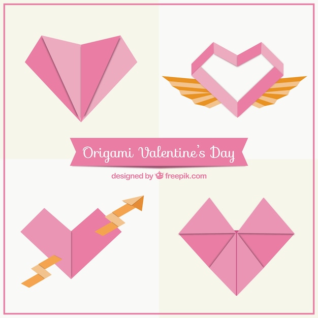 Vettore gratuito i cuori di origami pacco