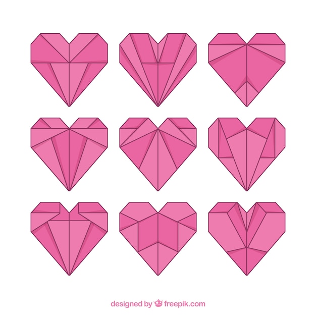 Origami linear hearts