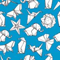 Vettore gratuito modello senza cuciture di figure piegate carta origami