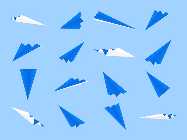 Коллекция бумажных самолетиков оригами с разными видами и углами