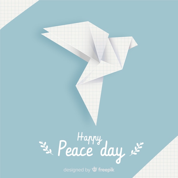 Origami peace day background with dove