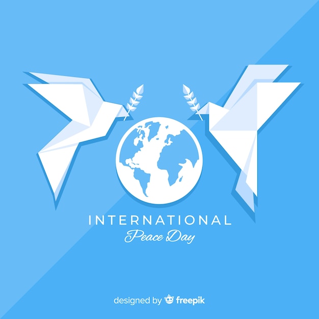 Бесплатное векторное изображение Оригами мир день фон с голубем