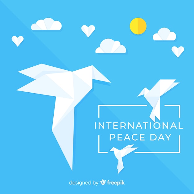 Origami peace day background with dove