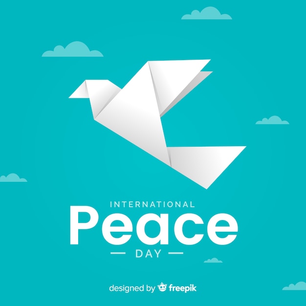 Free vector origami peace day front view